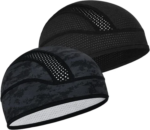 Vista 32 de Gorro con forro para casco de calavera, malla de enfriamiento para hombres y mujeres, se adapta debajo de los cascos
