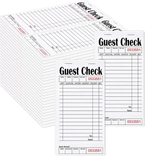 Vista 11 de Libros de cheques de invitados para servidores, bloc de notas de servidor, paquete de 12, papel de color natural, bloc de notas para camarera