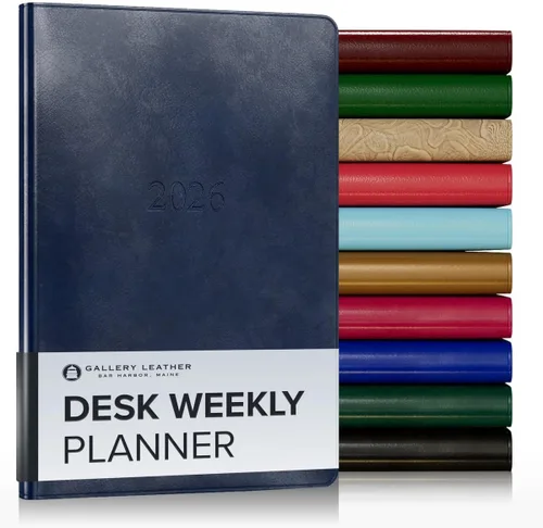 Vista 197 de Gallery Leather Planificador Semanal y Mensual Grande 2025-2026, Calendario Planificador y Cuaderno Elegantemente Encuadernado con Elegantes Bordes