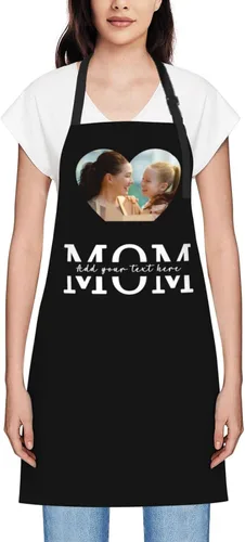 Vista 71 de Delantales personalizados para mujer, diseño de delantal de chef ajustable con nombre, textos, fotos, flores, regalos para el día de la madre