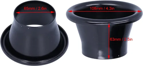 Vista 2 de Cuerno Turbo, 2.6in CNC de aluminio de entrada de aire frío Turbo Horn Velocity Stack Adapter Coche Modificación Parte (negro)