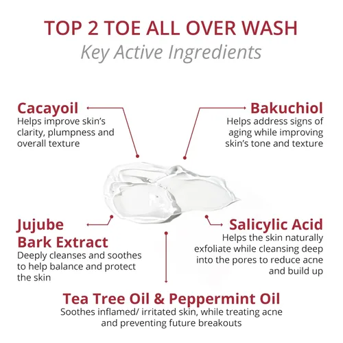 Vista 3 de Visha Skincare Top 2 Toe Gel de baño todo en uno para cara, cabello y cuerpo Gel de baño exfoliante Champú clarificante Gel de baño