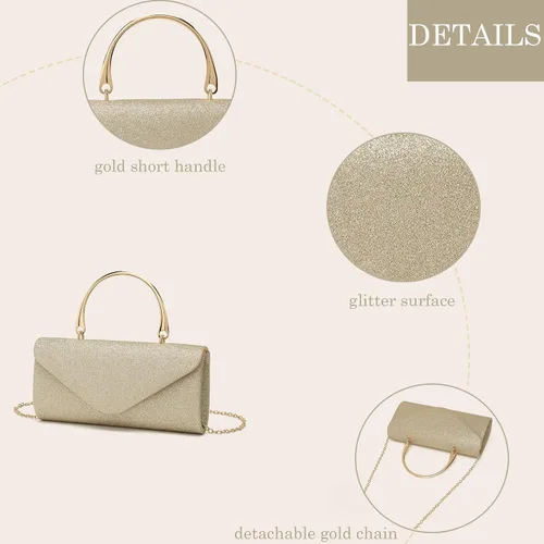 Vista 2 de Bolsos de mano con purpurina para mujer, bolsos de noche brillantes, bolsos formales, bolso de boda para cóctel, baile de graduación, embragues