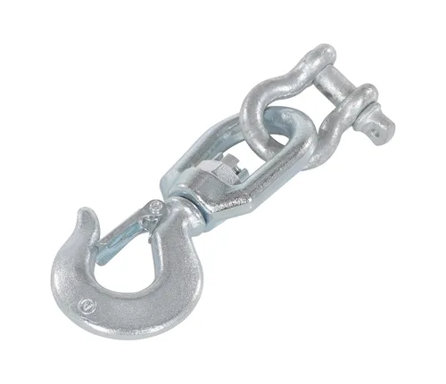 Vista 2 de Vestil HOOK-S-4 Gancho giratorio de acero con grillete de 4,000 libras. Capacidad Plata