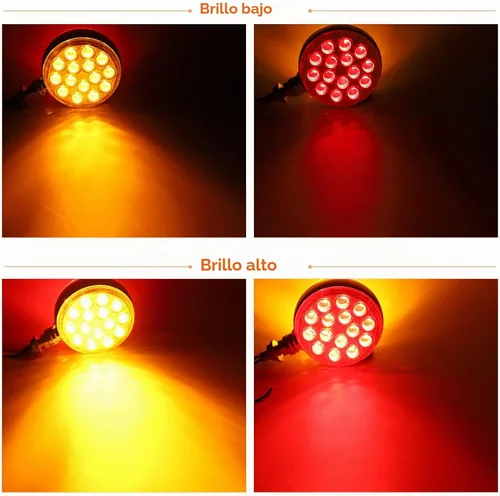 Vista 2 de Luz de guardabarros de pedestal de doble cara, montaje redondo de perno ámbar, 3 pulgadas, 30 LED, lente transparente, señal trasera, señal de giro