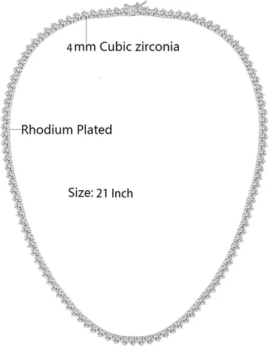 Vista 3 de GMESME 18K White Gold Plated Cubic Zirconia Classic Tennis Necklace (14-24inch)
