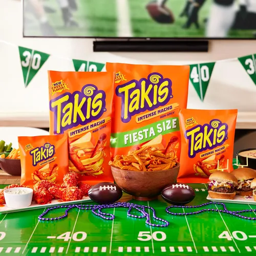 Vista 4 de Takis Intense Nacho - Bolsa tamaño Fiesta de 17 onzas, con sabor a queso, no picante, chips de tortilla enrollados