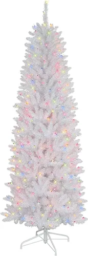 Vista 7 de Puleo International Árbol de Navidad artificial de abeto Fraser preiluminado de 4.5 pies con 150 luces, color blanco