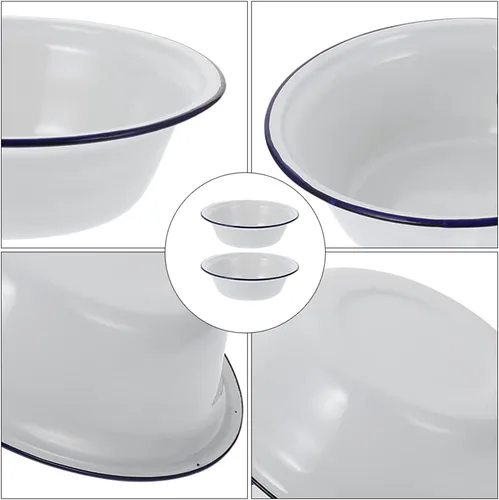 Vista 8 de Hemoton Cuenco de sopa esmaltado vintage cuenca esmaltada retro cuenco esmaltado cuenco de mezcla de esmalte Enamelware Tazón para servir ensalada