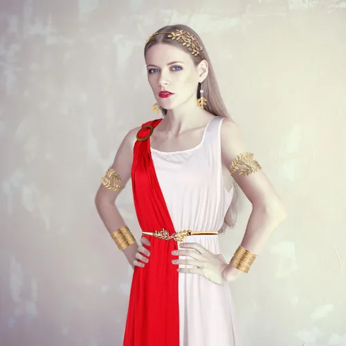 Vista 5 de Jiuguva Juego de 8 piezas de disfraz de emperatriz romana de Halloween, accesorios de disfraz de diosa, disfraz de emperatriz imperial, accesorios