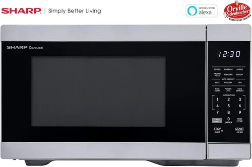 Vista 9 de SHARP Horno de microondas de encimera compatible con Alexa certificado por Orville Redenbacher's con plato giratorio Carousel extraíble de 12.4
