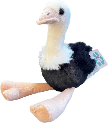 Vista 2 de The Petting Zoo Peluche de avestruz, regalos para niños, animales salvajes del zoológico Onez, juguete de peluche de avestruz de 9 pulgadas