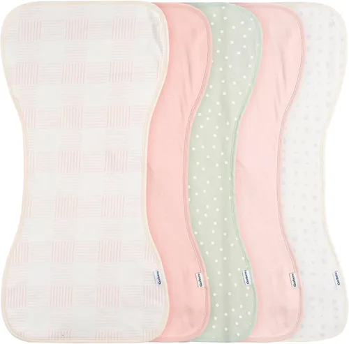 Vista 17 de Gerber Paños unisex para eructos para bebé, paquete de 5, azul dorado, tamaño 10.5 x 21 pulgadas