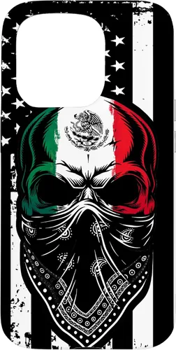 Vista 14 de Funda vintage para iPhone 17 con diseño de calavera mexicana de Estados Unidos y bandera mexicana del 4 de julio