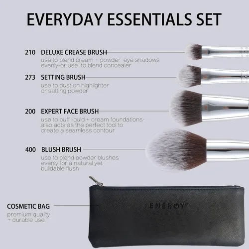 Vista 2 de ENERGY Juego de brochas de maquillaje de primera calidad, bronceador, rubor, corrector, contorno de sombra de ojos con polvos de crema líquida