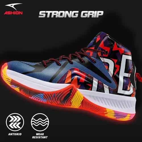 Vista 4 de ASHION Zapatos deportivos de baloncesto para hombre, ligeros, transpirables, antideslizantes, para correr, caminar, medios, tenis deportivos