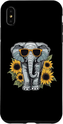 Vista 11 de Elephant with Sunglasses and Sunflowers Case for iPhone 16