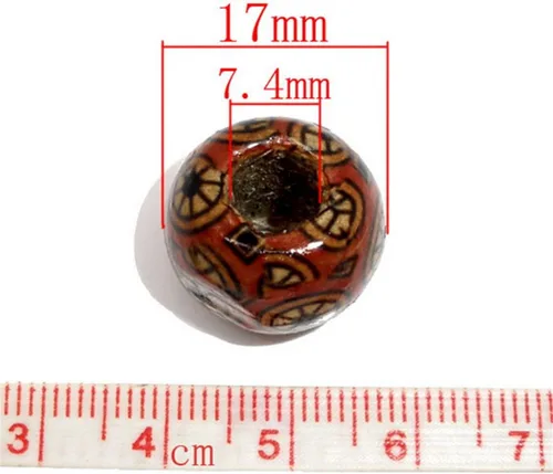 Vista 3 de Housweety cuentas espaciadoras de madera de percusión, pintadas, mezcladas, 100 unidades de 17 x 16 mm + brazalete gratis