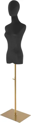Vista 15 de Vestido de maniquí femenino con forma de torso, cuerpo de maniquí de costura ajustable de 63 a 81 pulgadas con soporte de metal y cabeza
