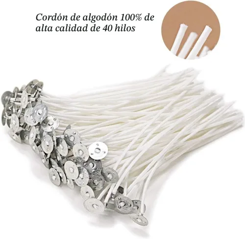 Vista 3 de Mechas naturales EricX Light, 100 unidades, baja emisión de humo, 6 pulgadas, preenceradas y 100% núcleo de algodón natural, para fabricación