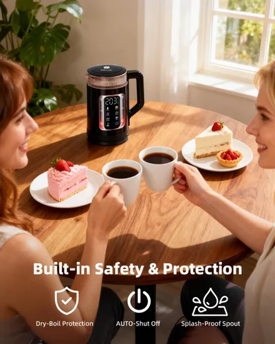 Vista 8 de [Usado] Tetera Eléctrica Auriswell con Control de Temperatura, Hervidor de Agua Inteligente de Vidrio para Té, Café y Hervir, Apagado Automático