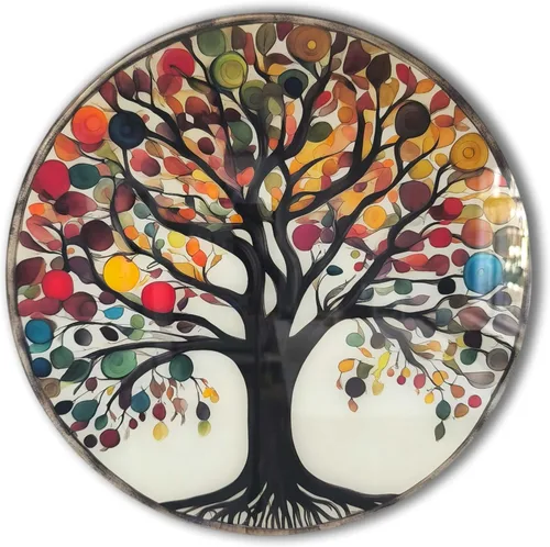 Vista 11 de Árbol de la vida, arte de pared de vidrio templado, pintura abstracta para pared, decoración del hogar, regalo de inauguración de la casa, colgantes