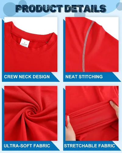 Vista 4 de Hicarer Paquete de 6 camisas de compresión atlética para hombre, camisetas de manga larga para entrenamiento, correr, camisetas deportivas