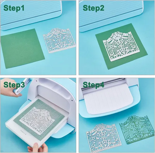Vista 6 de ORIGACH 4 piezas de marco de ventana para puerta, fondo de encaje, troquelados, plantillas en relieve, molde de plantilla para álbumes de recortes