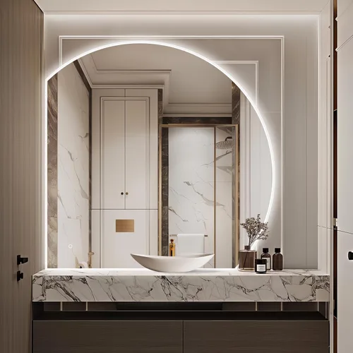 Vista 21 de Niccy Espejo LED de baño, 32"x20" pulgadas, rectangular, espejos de tocador para montar en la pared, con marco de metal, espejo inteligente