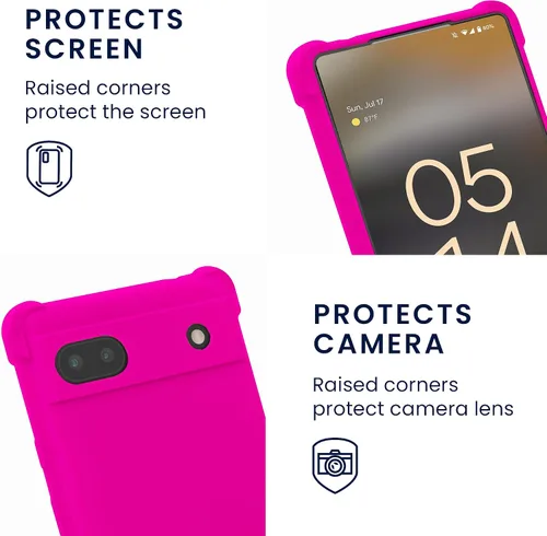 Vista 3 de KIOMY Funda de color rosa intenso neón para Google Pixel 6a a prueba de golpes, cubierta protectora de poliuretano termoplástico flexible, bisel