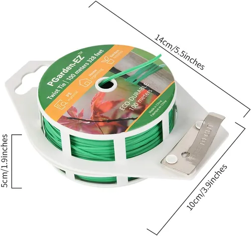 Vista 6 de Twist Ties - Lazos de jardín recubiertos de polietileno de 328 pies con cortador para jardinería, tomates, enredaderas y organización de cables