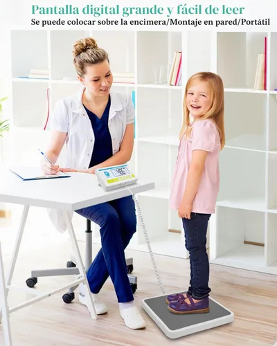 Vista 2 de Báscula médica para peso corporal con pantalla digital, límite de 660 libras, báscula de piso de grado médico de alta precisión, resistente, ajustes