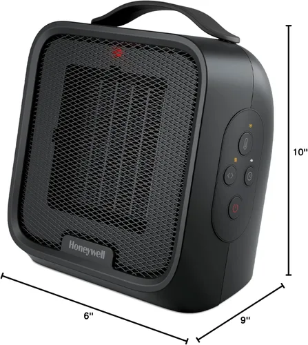 Vista 9 de Calentador de espacio de cerámica Honeywell UberHeat Plus para habitaciones pequeñas, silencioso, compacto calentador personal con configuraciones