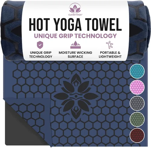 Vista 12 de Clever Yoga Toalla para esterilla de yoga caliente, agarre antideslizante para yoga caliente, absorbe el sudor, agarre de silicona de panal, se