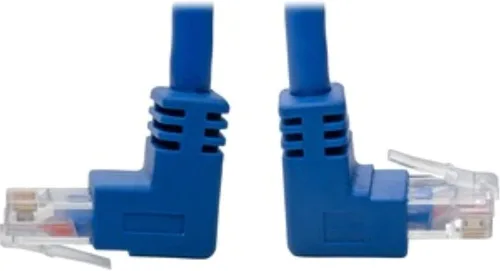 Vista 11 de TRIPP LITE Cable de conexión UTP Cat6 en ángulo inferior (RJ45), M/M, Gigabit, moldeado, azul, 1 pie (N204-001-BL-DN)