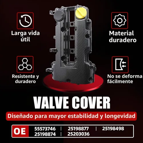 Vista 4 de MITZONE Cubierta de válvula de aluminio tipo tira de carbono compatible con Chevrolet Cruze 2011-2016 Sonic 2012-2020 Trax 2013-2021 Volt 2011-2015