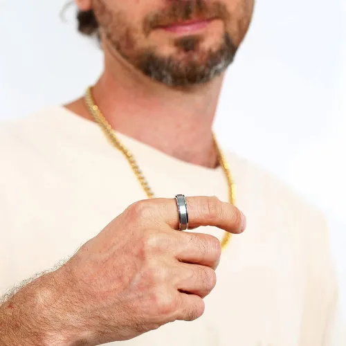 Vista 5 de Anillo giratorio de titanio de tungsteno de 0.2360.315 pulgadas para hombre, tamaño medio, sin níquel, anillo de ansiedad para hombres y mujeres