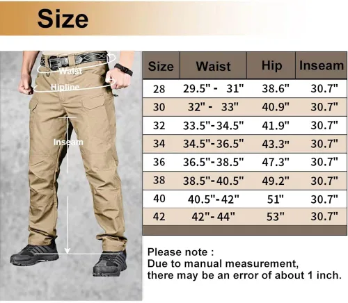 Vista 7 de HYCOPROT Pantalones tácticos para hombre Ripstop repelente al agua ligeros casuales de secado rápido 10 bolsillos pantalones de trabajo