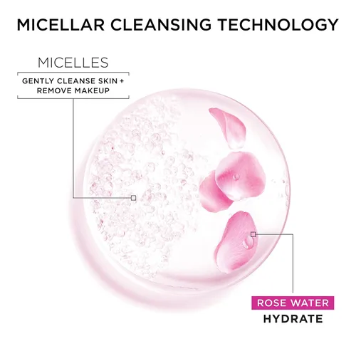 Vista 5 de Garnier Agua micelar con agua de rosas y glicerina, limpiador facial hidratante y desmaquillante, para todo tipo de piel, vegano, libre de crueldad