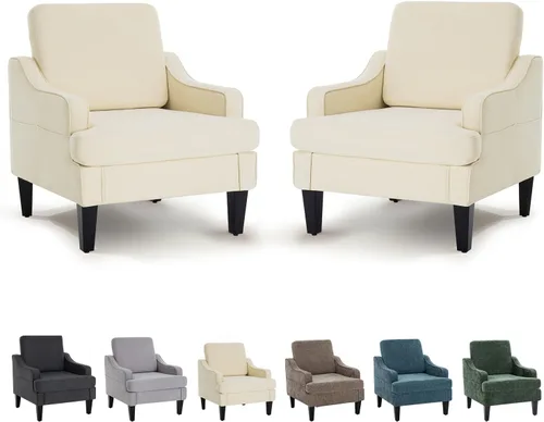 Vista 14 de Silla de acento moderna para dormitorio, silla de lectura tapizada con bolsillos laterales, sillas cómodas para sala de estar, sillón para sala