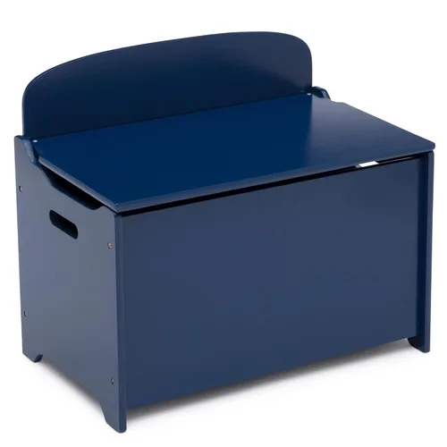 Vista 5 de Delta Children Juego de mesa y silla para niños (4 sillas incluidas), gris/azul y caja de juguetes de lujo MySize, certificado Greenguard Gold, azul