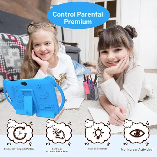 Vista 4 de PEICHENG Tableta para Niños de 7 Pulgadas Android 12.0 para Niños Pequeños, 4GB RAM 32GB ROM Bluetooth Pantalla IPS Control Parental Cámara Dual Azul