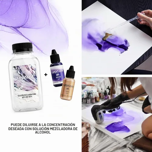 Vista 8 de Juego de tinta de alcohol Kamenskaya #10: Combinación de colores combinados de tintas de alcohol, 4 piezas. 0.51 fl oz (15 ml) cada una