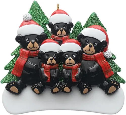 Vista 14 de Adorno personalizado de oso negro 2025 – Decoración de árbol de Navidad de familia de 2, animal del bosque, adorno de nuestra primera Navidad juntos