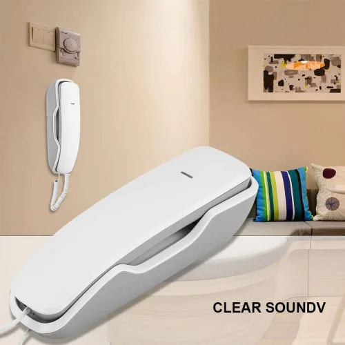 Vista 2 de Teléfono fijo, teléfono con cable de montaje en pared, teléfono con botón grande para personas mayores, teléfono fijo de escritorio para el hogar