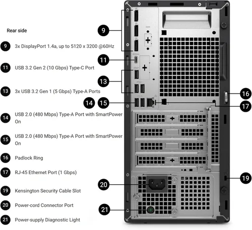 Vista 4 de Dell Pro Tower Plus QBT1250 - Escritorio empresarial, Intel Core Ultra 5-235, RAM DDR5 de 16 GB, SSD PCIe de 1 TB, DVDRW, 3x4K DP, Copilot AI