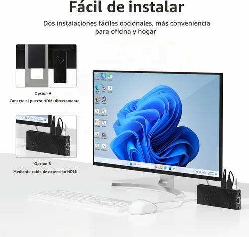 Vista 3 de Mini PC Stick Sin Ventilador, Celeron J4105, 8 GB de RAM 128 GB de Almacenamiento, Micro Computadora Stick Soporta 4K 60HZ HDMI, USB PD3.0, Gigabit