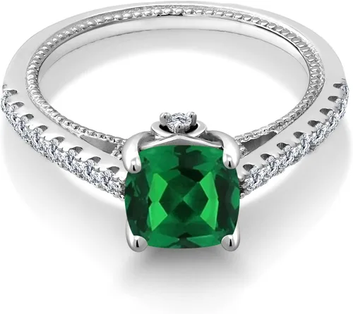 Vista 3 de Gem Stone King Anillo de compromiso de plata de ley 925 con piedra natal de 0.276 in y zafiro blanco creado Anillo de compromiso de boda