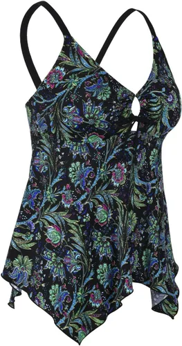 Vista 3 de Mycoco - Tankini con control de abdomen para mujer, con lazo frontal, espalda cruzada, traje de baño holgado