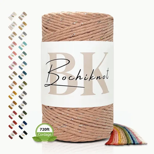 Vista 15 de BOCHIKNOT Cordón de macramé de 3 mm x 302 m - Cordón de macramé de hebra única para colgantes de pared, perchas de plantas - Cordón de macramé de 3